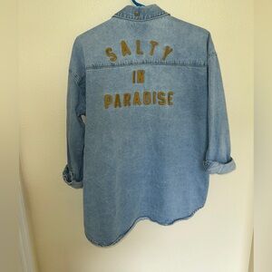Billabong Light Blue Denim Shirt with Gold Accents
